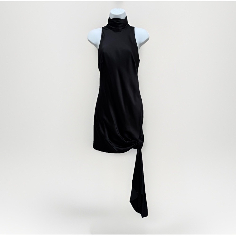 Cinq a Sept Denise Silk Mock Neck Black Dress Short Size‎ 2 Chic Going Out Party